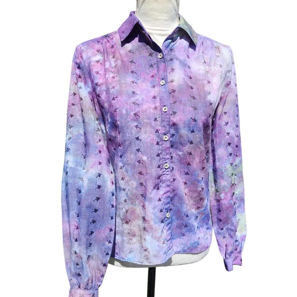 Castleberry. Reworked Vintage Eyelet Fabric Button Down Top.  Size: 8